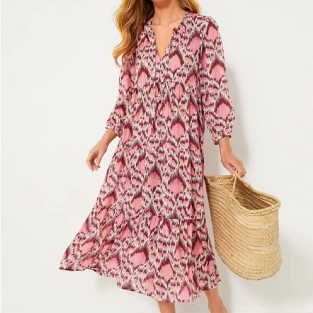 Tuckernuck TEXTURED DIAMOND LONG SLEEVE SALTY PALOMA CAFTAN size Small BNWT